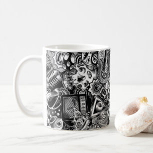 Tasse à café à motif gribouillis coloré Dessin a
