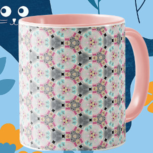 Tasse à café à motif rose rétro désuet et silencie