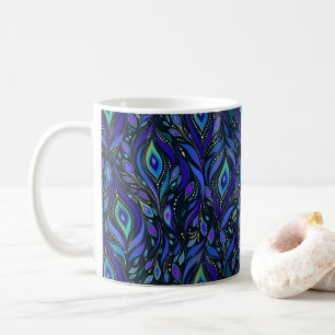 Tasse à café à plume de paon ornementale