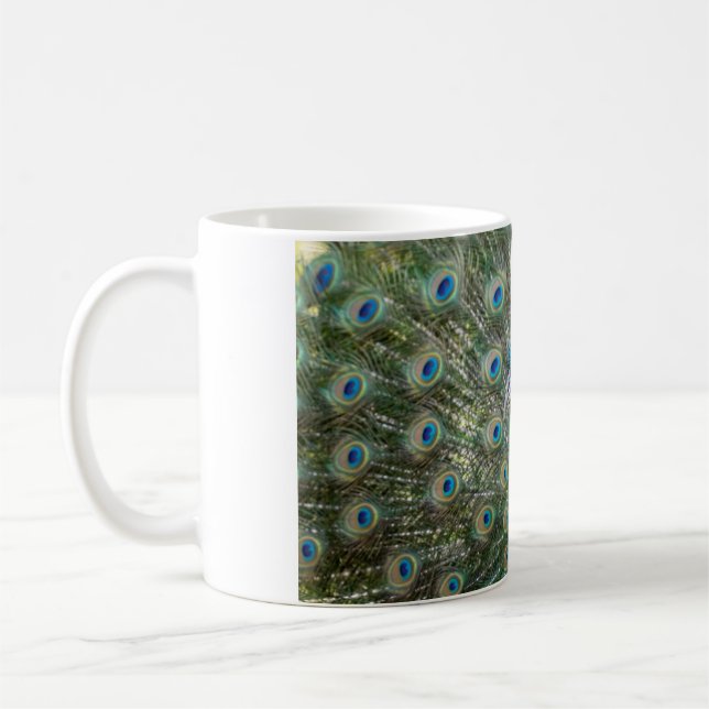 Tasse à café à plumes de queue de paon majestueux (Gauche)