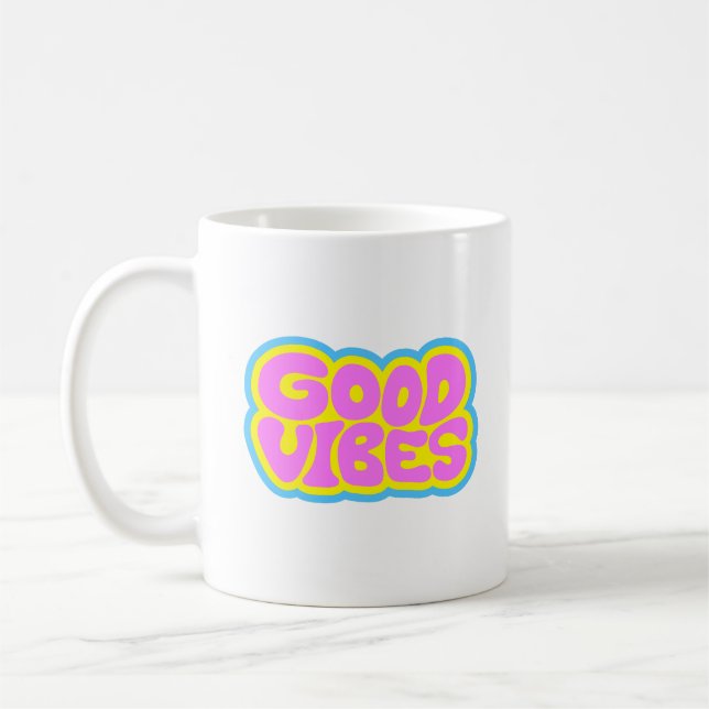 Tasse à café à typographie rétro Good Vibes (Gauche)