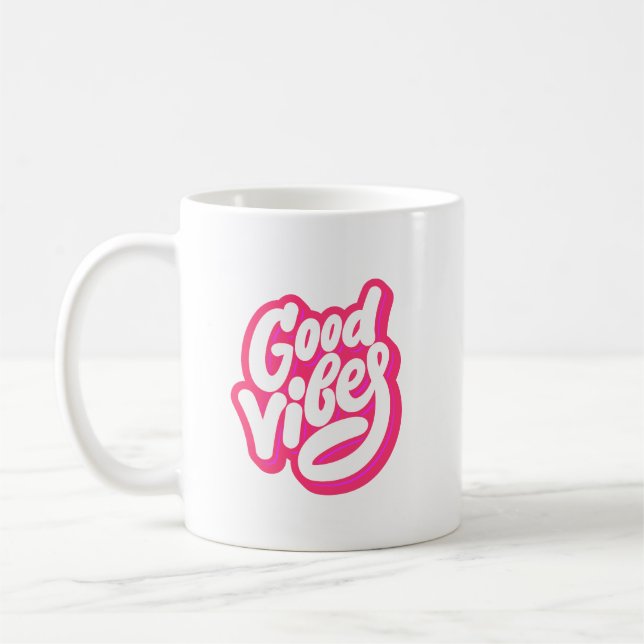 Tasse à café à typographie rétro Good Vibes (Gauche)
