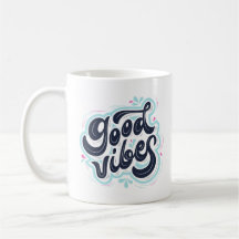 Tasse à café à typographie rétro Good Vibes