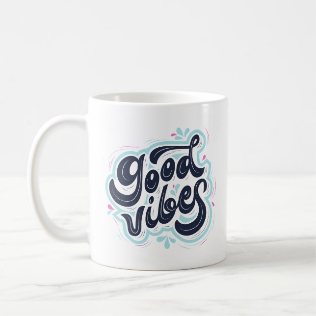Tasse à café à typographie rétro Good Vibes (Gauche)