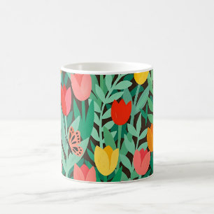 Tasse à café Abstrait Matisse Tulipes Papillons