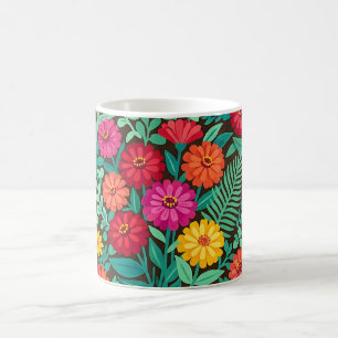 Tasse à café Abstrait Zinnias Papillons Mexicains