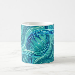 Tasse à café abstraite ADN Hélice Bleu Océan