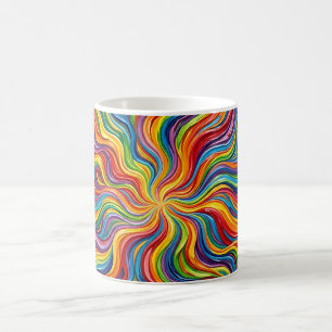 Tasse à café abstraite avec explosion de rayons de