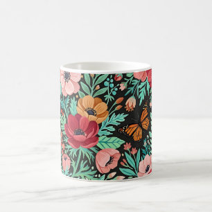 Tasse à café abstraite boho florale Anémone Papill