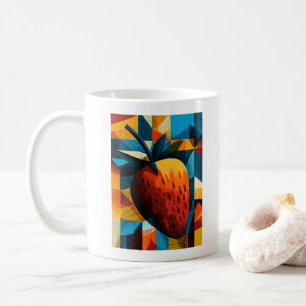 Tasse à café abstraite géométrique fraise rétro