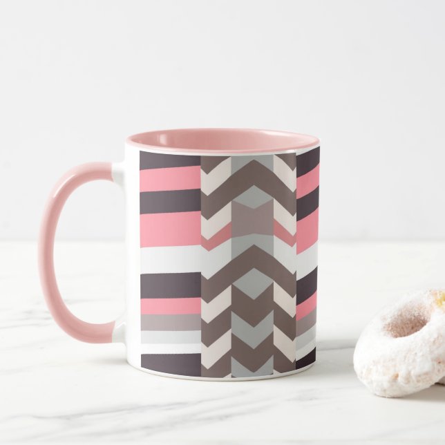 Tasse à café abstraite rose (Avec donut)