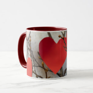 Tasse à café accent cœurs rouges romantiques Amo