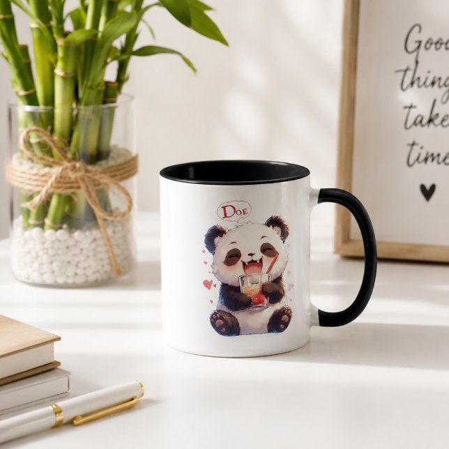 Tasse à café accent Cute Panda buvant du Bubble Te (Créateur téléchargé)