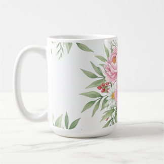 Tasse à café aquarelle florale rose élégante"