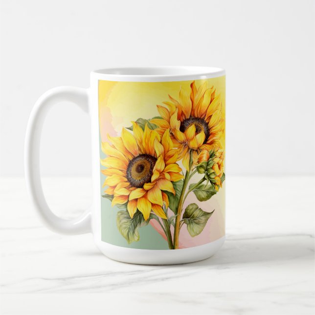 Tasse à café aquarelle jaune d'été tournesol (Gauche)