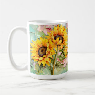 Tasse à café aquarelle jaune été tournesol