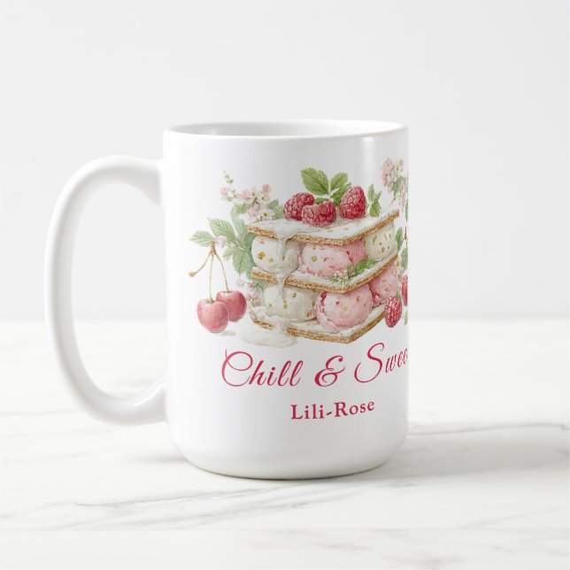 Tasse à café aquarelle Jour de sandwich de glace (Gauche)