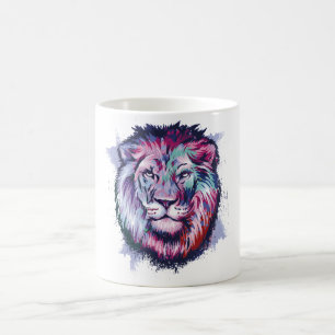 Tasse à café artistique tête de lion abstrait colo