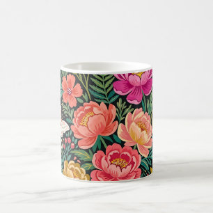 Tasse à café aux pivoines et papillons bohèmes abs