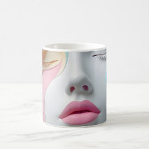 Tasse à café avec art abstrait pastel 3D de visage