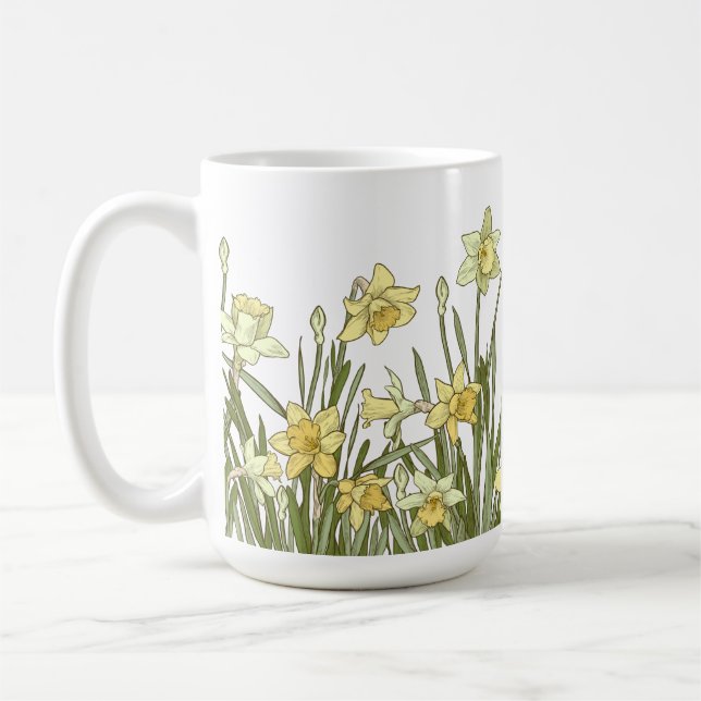 Tasse à café avec bordure florale de jonquilles ja (Gauche)