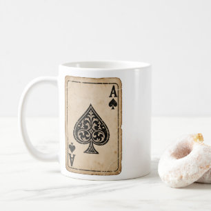 Tasse à café avec carte à jouer vintage As de Piqu
