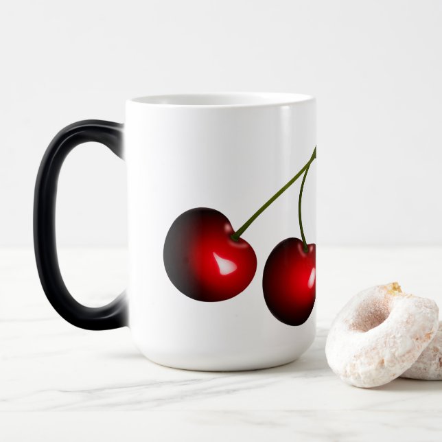 Tasse à café avec cerises rouges (Avec donut)