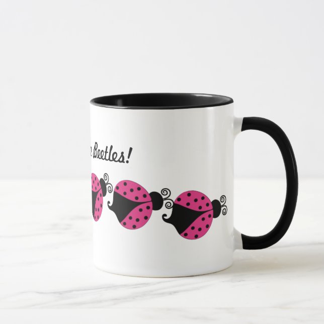 Tasse à café avec coccinelle rose et noire (Droite)