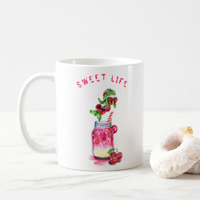 Tasse à café avec cocktail de cerise (Avec donut)