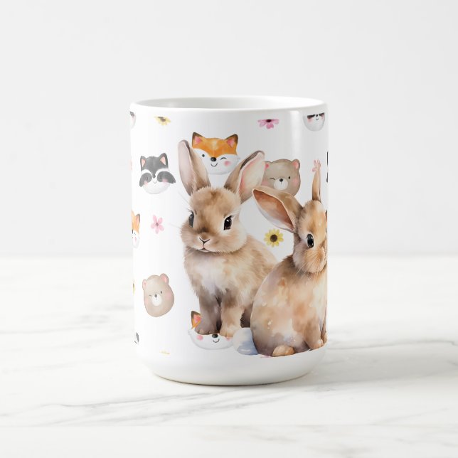 Tasse à café avec de mignons lapins de la forêt (Centre)