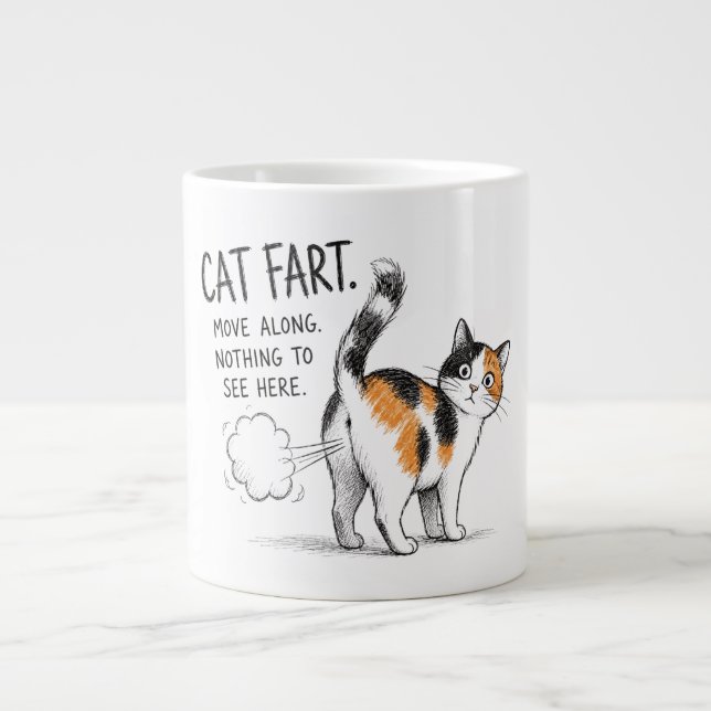 Tasse à café avec dessin humoristique de pet de ch (Devant)