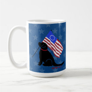 Tasse à café avec drapeau américain et chien Lab n