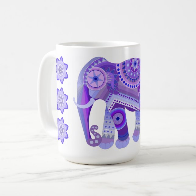 TASSE À CAFE AVEC ÉLÉPHANT BLEU FRAIS & FLEURS (Devant gauche)