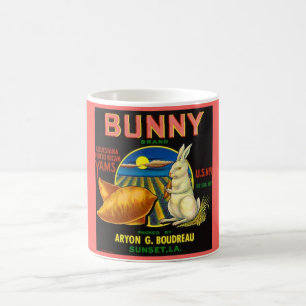 Tasse à café avec étiquette de lapin