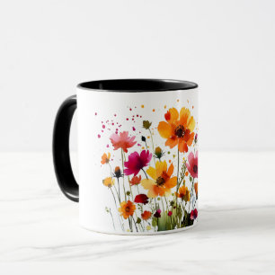 Tasse à café avec faune forestière mignonne et fle