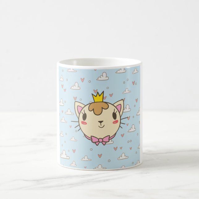 Tasse à café avec illustration de chat princesse k (Centre)
