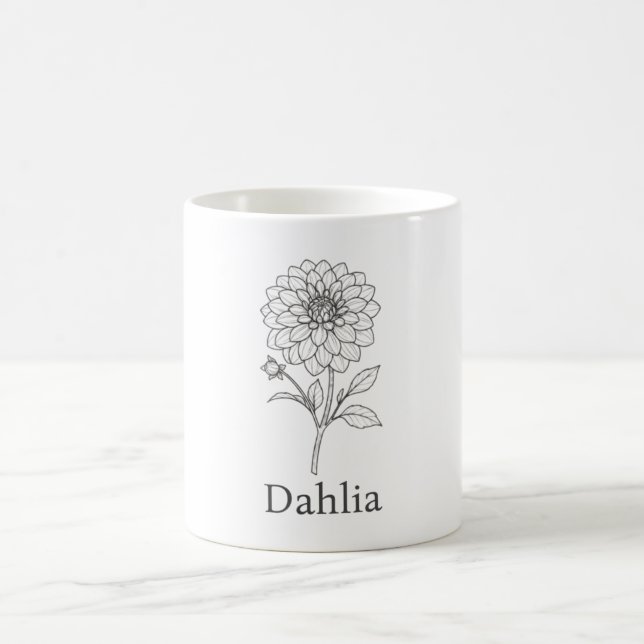 Tasse à café avec illustration minimale de fleur d (Centre)
