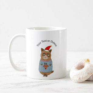 Tasse à café avec le chat grincheux portant un pul