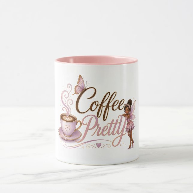 Tasse à café avec le dessin d'une fée du café (Centre)