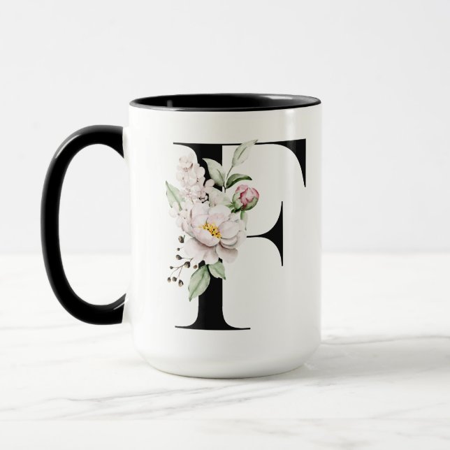 Tasse à café avec lettre F monogramme (Gauche)