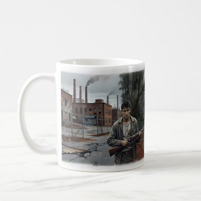 Tasse à café avec l'histoire d'un vétéran né aux É (Gauche)