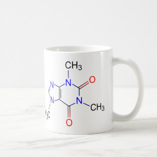 Tasse à café avec molécule de caféine