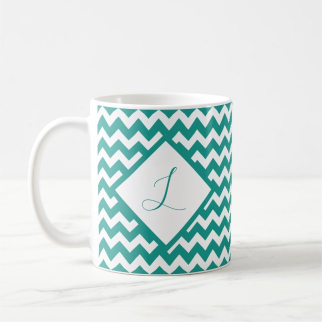 Tasse à café avec monogramme chevron de couleur pe (Gauche)