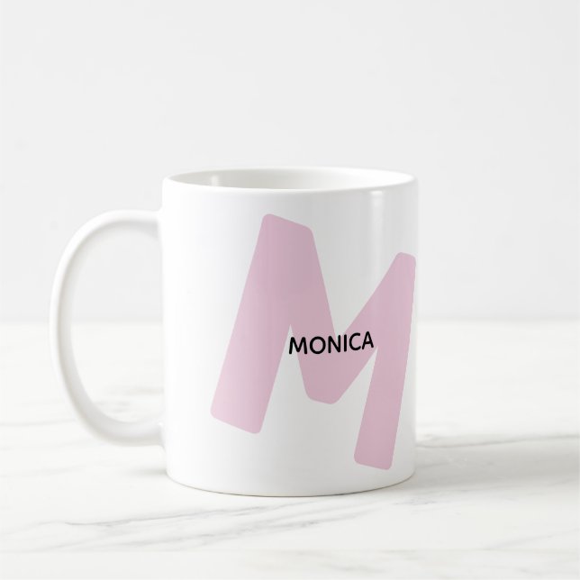 Tasse à café avec monogramme moderne et nom (Gauche)