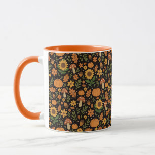 Tasse à café avec motif automnal rustique dessiné 