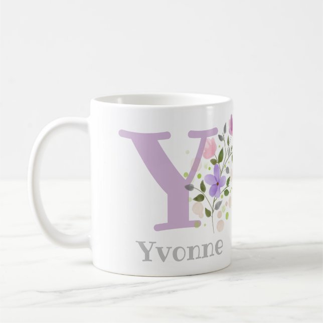Tasse à café avec nom et motif floral (Gauche)