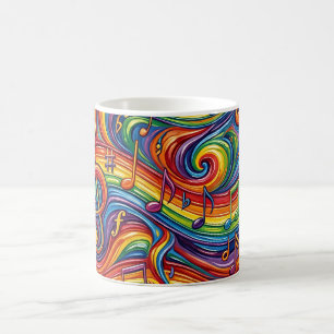 Tasse à café avec notes de musique abstraites et f