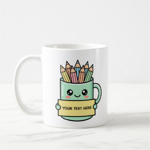 Tasse à café avec pancarte vierge et graphique pas