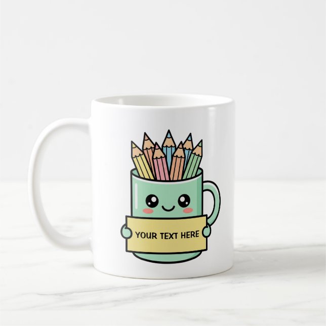 Tasse à café avec pancarte vierge et graphique pas (Gauche)