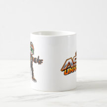 Tasse à café avec personnage de robot IA futuriste
